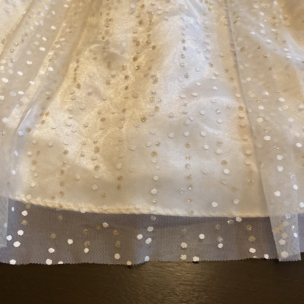 Jona Michelle Gold and Ivory Formal Kids Dress. Button & tie. Sz 5. Polka dot. - Picture 9 of 16